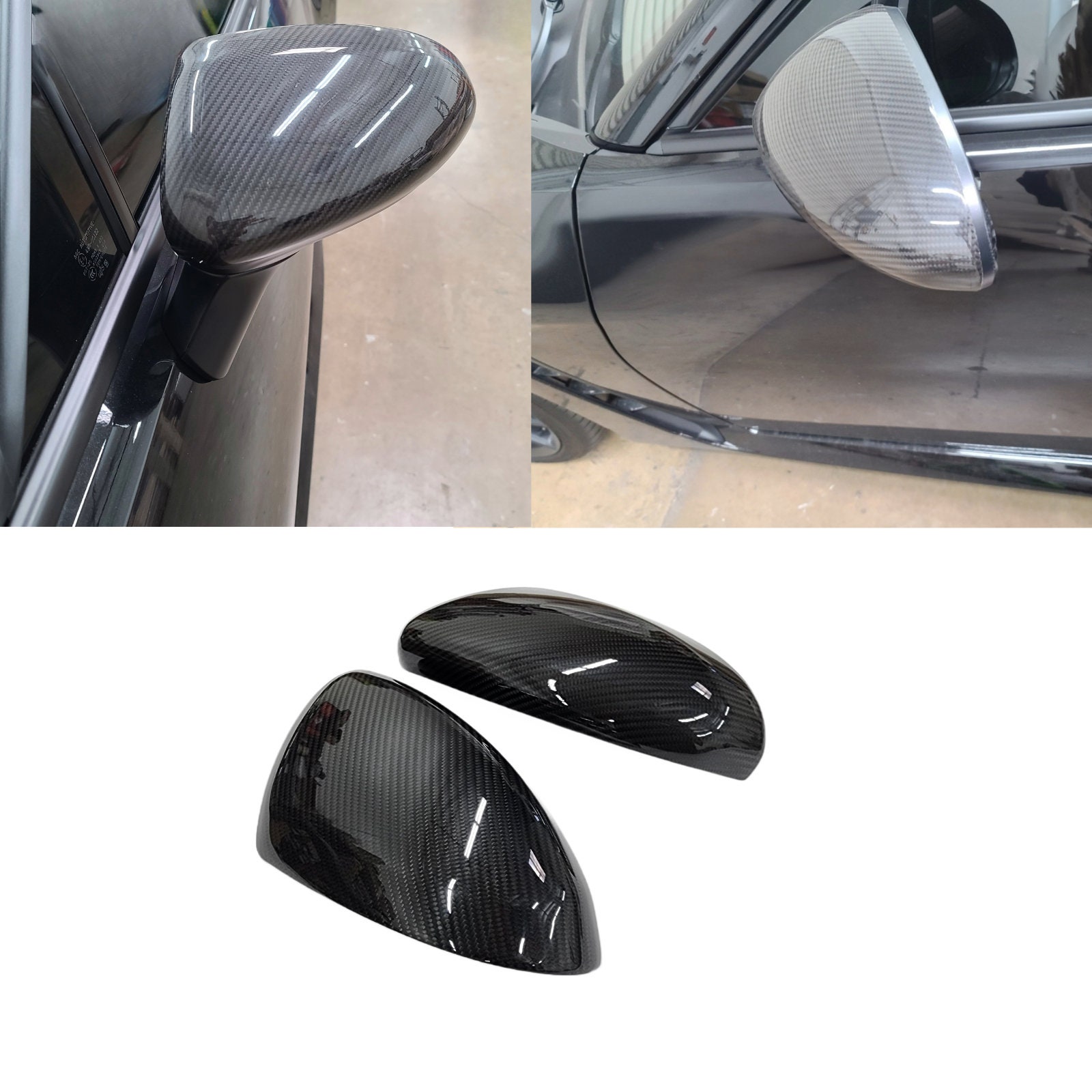 Real Dry Carbon Fiber Mirror Covers For Toyota GR 86 & Subaru BRZ 2022-2024 - Add-On Style In 3K Weave