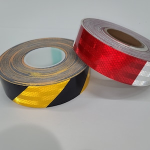 Reflective Tape Black Yellow / Red White Caution Safety Harzard Warning Sign 2in Truck Trailer Waterproof Roll