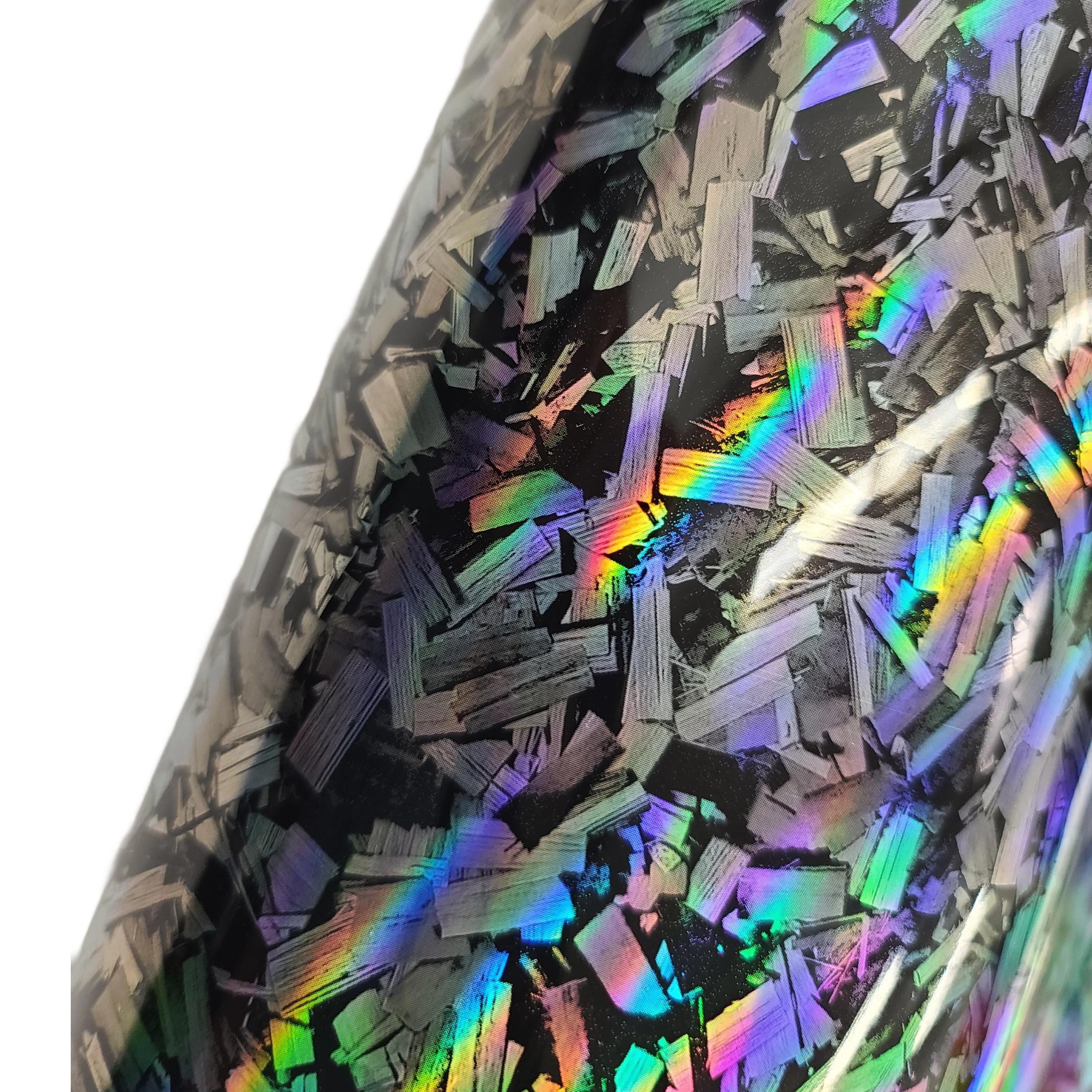 Gloss Forged Carbon Fiber Holographic Rainbow Black Silver Bubble Free ...