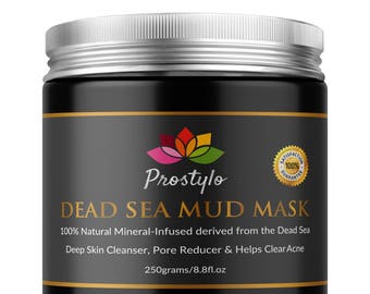 Dead Sea Mud Mask Facial Cleanser - 100% Natural and Organic that Removes Dead Skin and Impurities, Clear Acne, Reduce Pores and Wrinkles