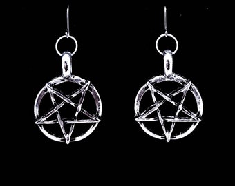PAZUZU, orecchini pentagramma, orecchino singolo, orecchini del diavolo, pentagramma invertito, gioielli occulti, orecchini satanici, esorcista, gioielli satanici
