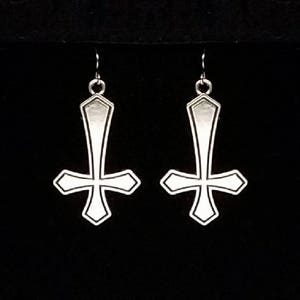 GOTHIC CROSS, inverted cross, single earring, satanic earrings, satanic cross, upside down cross, satanic jewelry, lords of chaos, goth