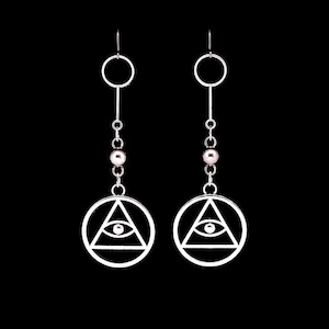 ALLES SEHENDE AUGE, geometrische Ohrringe, böser Blick, Augapfel Ohrringe, Auge des Horus, okkulte Symbole, Auge der Vorsehung, Freimaurer, Illuminati, Goth