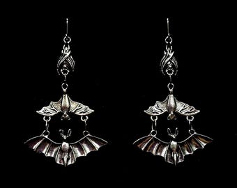 BAT CHANDELIER, bat earrings, goth, gothic, baby bat, dark wave,  witchy, dark style