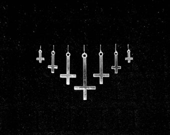 INVERTED CROSS EARRING, single earring, upside down cross, satanic symbols, satanic jewelry, left hand path, occult symbols, death metal