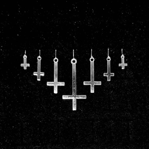 INVERTED CROSS EARRING, single earring, upside down cross, satanic symbols, satanic jewelry, left hand path, occult symbols, death metal