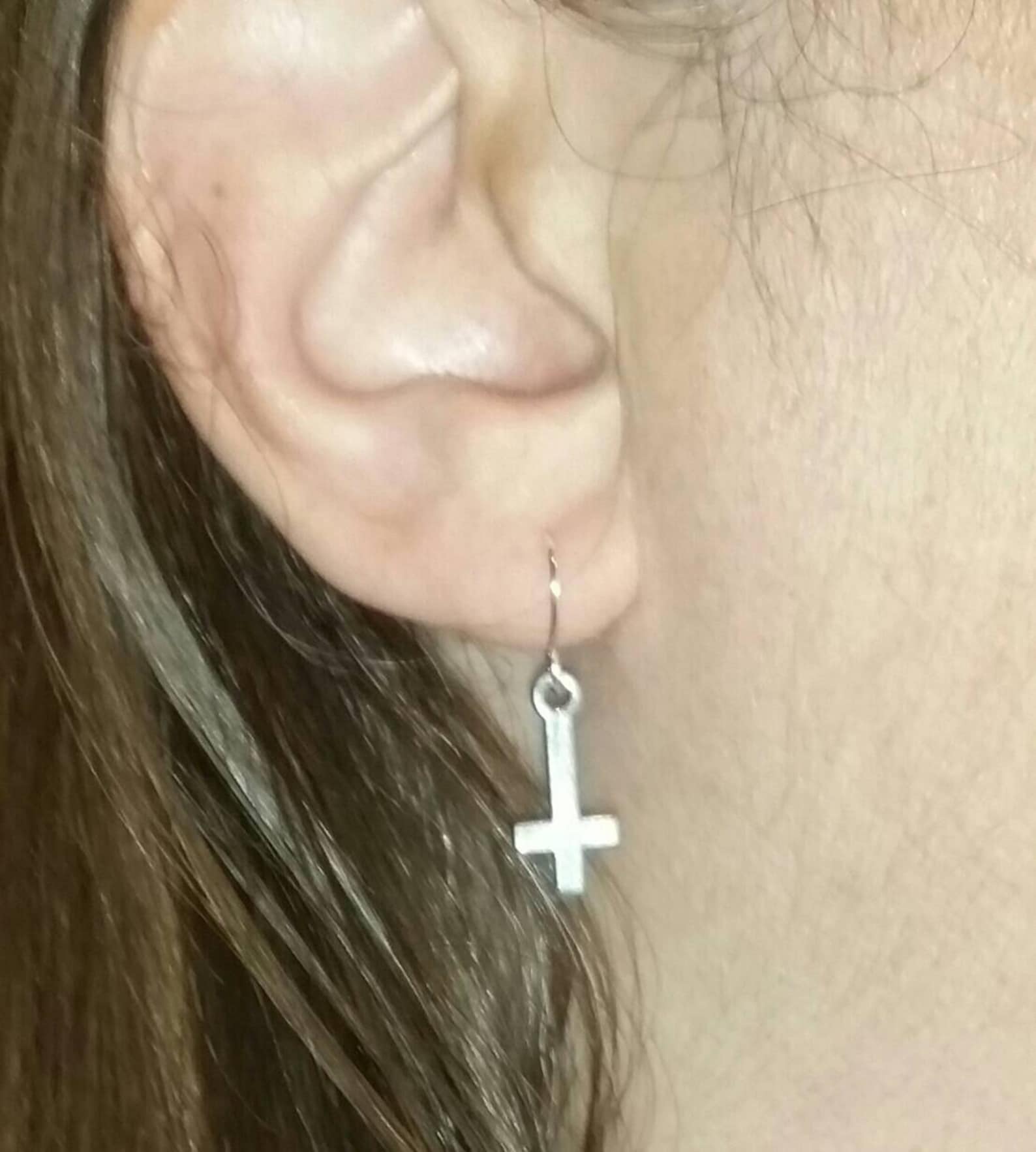 INVERTED CROSS Earrings Upside Down Cross Satanic Jewelry Etsy