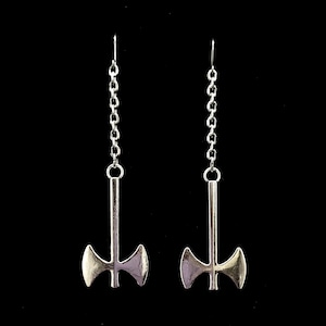 BATTLE AXE earrings, ax earrings, medieval, hanging axe earrings, excalibur, axe throwing, gifts for lumberjacks, decapitate, brutal, dark