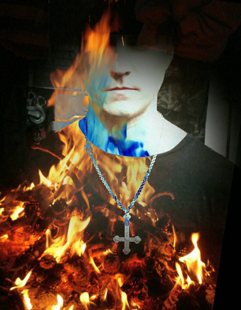 INVERTERAT KORS-halsband, upp och nervänt kors, sataniska smycken, ockulta smycken, viktorianskt, utsmyckat kors, euronym, norsk black metal bild 9