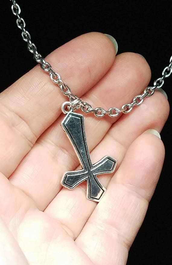 Buy U7 Vintage Silver Black Metal Inverted Cross Pendant Necklace for Men  and Women at Amazon.in