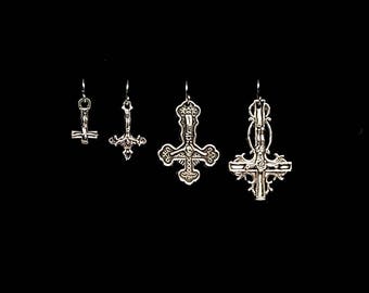 INVERTED CRUCIFIX, inverted cross earring, single earring, the hanged man, occult symbols, satanic, atheist jewelry, death metal, 4 sinners