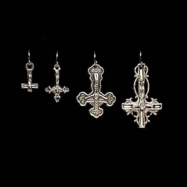INVERTED CRUCIFIX, inverted cross earring, single earring, the hanged man, occult symbols, satanic, atheist jewelry, death metal, 4 sinners