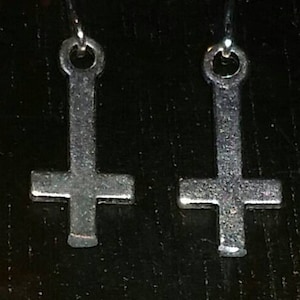 INVERTED CROSS earrings, upside down cross, satanic jewelry, metalhead, satanic symbols, occult jewelry, goth, gothic jewelry, death metal