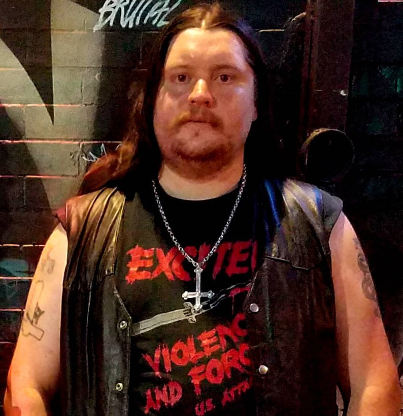 INVERTERAT KORS-halsband, upp och nervänt kors, sataniska smycken, ockulta smycken, viktorianskt, utsmyckat kors, euronym, norsk black metal bild 2