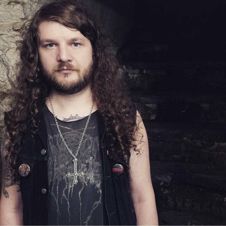 INVERTERAT KORS-halsband, upp och nervänt kors, sataniska smycken, ockulta smycken, viktorianskt, utsmyckat kors, euronym, norsk black metal bild 4