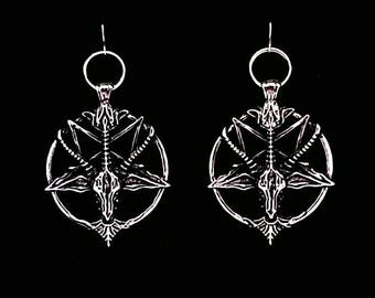 Orecchini BAPHOMET, gioielli satanici, gioielli occulti, pesi per le orecchie, croce invertita, pentagramma invertito, capra sabbatica, veleno, benvenuti all'inferno