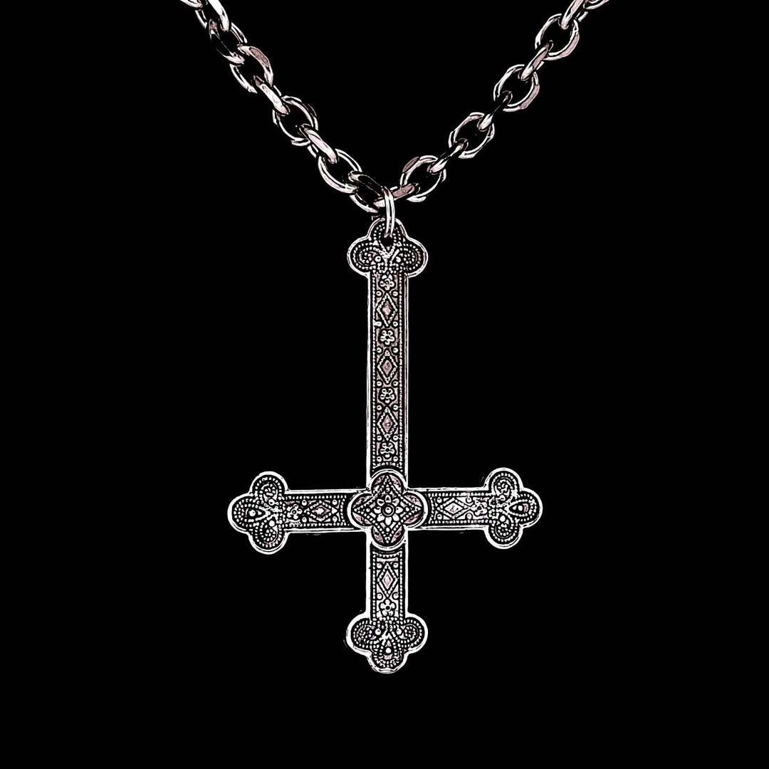 Stainless Steel Necklaces Upside Down Cross Pendants Chains Choker Gothic  Fashion Male Necklace For Women Jewelry Party Gifts