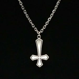 GOTHIC CROSS necklace, inverted cross necklace, upside down cross, gothic jewelry, satanic jewelry, occult jewelry, satanic bible, atheist