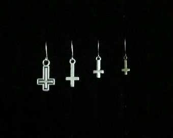 INVERTED CROSS earring, single earring, satanic symbols, upside down cross, satanic, countess bathory, apocalyptic jewelry, lords of chaos