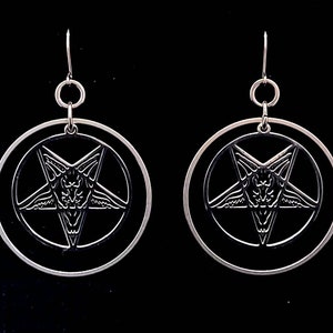 BAPHOMET, goat lord earrings, sabbatic goat, welcome to hell, satanic, stainless steel earrings, metal mom, satanic hoops, classy chaos, yob