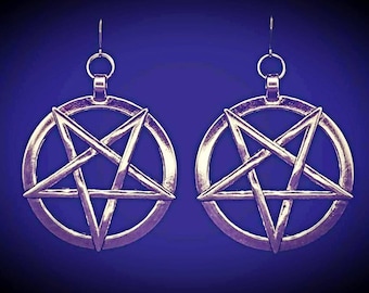 INVERTED PENTAGRAM ear weights, satanic pentagram earrings, satanic ear weights, satanic symbols, occult symbols, baphomet, left hand path