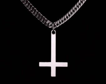 INVERTED CROSS necklace, upside down cross necklace, satanic jewelry, occult jewelry, left hand path, unholy wizard necklace, esoteric, goth