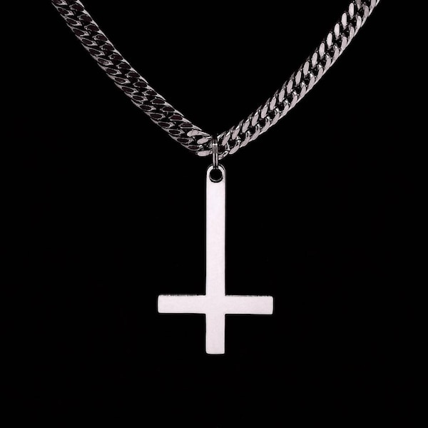 INVERTED CROSS necklace, upside down cross necklace, satanic jewelry, occult jewelry, left hand path, unholy wizard necklace, esoteric, goth