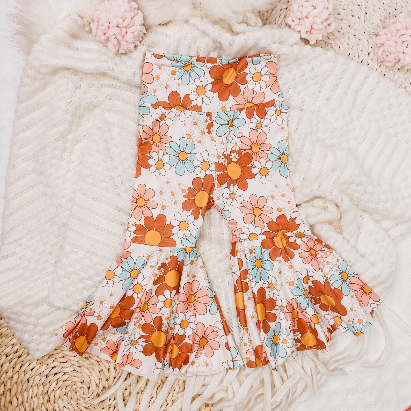 Groovy Baby Bell Bottoms Daisies Boho Bell Bottoms Daisy Etsy