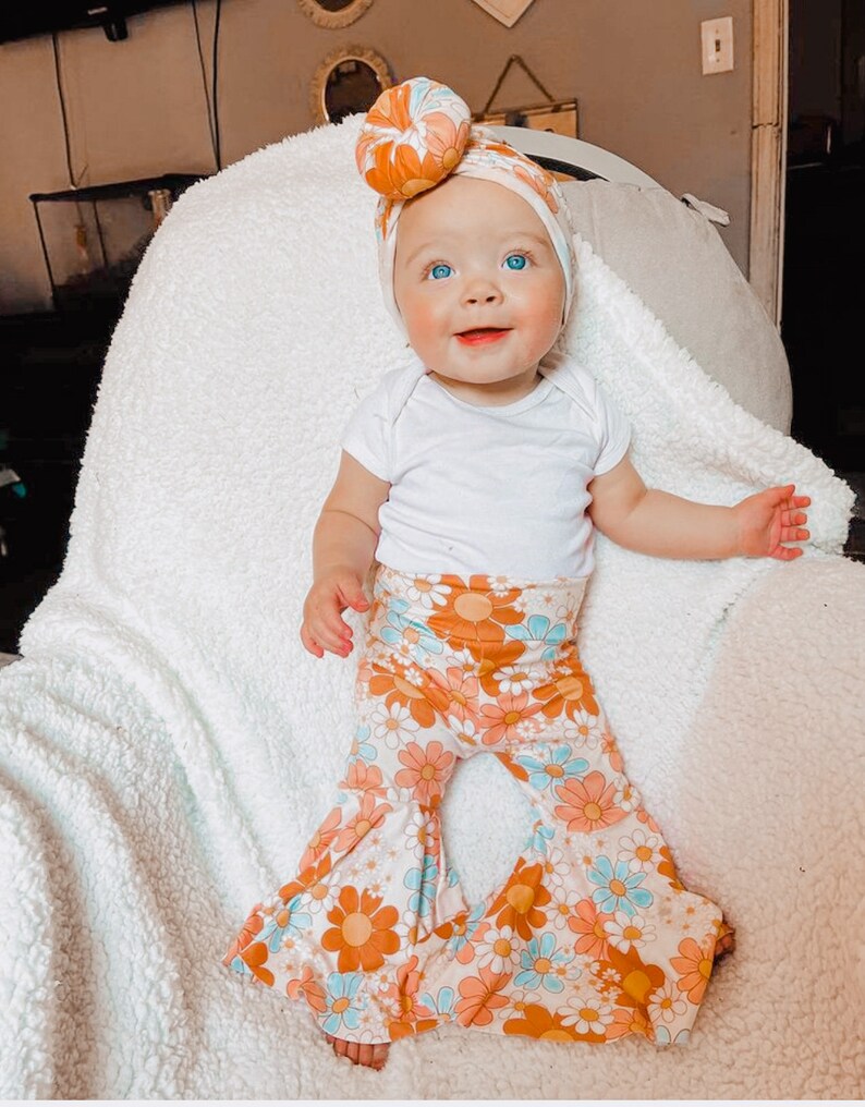 Groovy Baby Bell Bottoms Daisies Boho Bell Bottoms Daisy Etsy