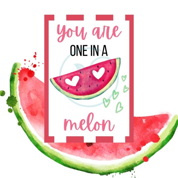 One in a melon thank you card, melon funny card, cute card, kids card, teacher, thank you, teacher appreciation