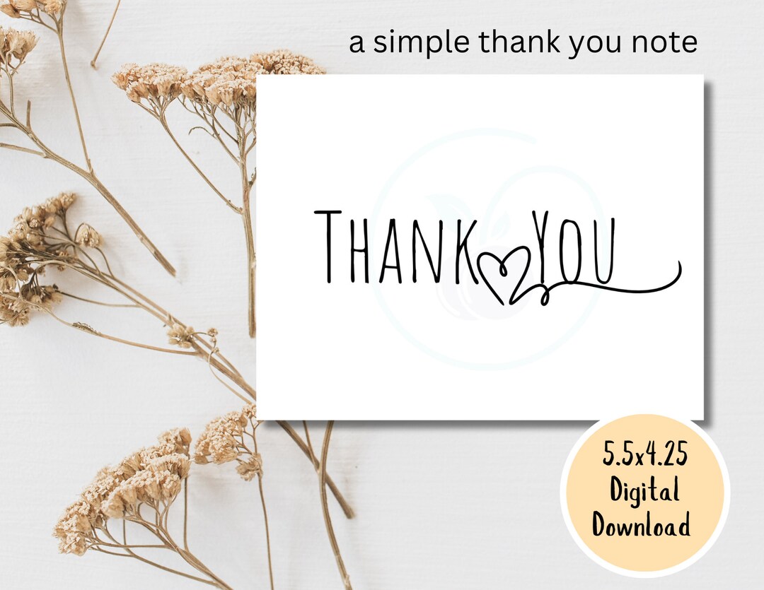 Thank You Note, Thank You Card, Simple Thank You, Thank You Heart ...