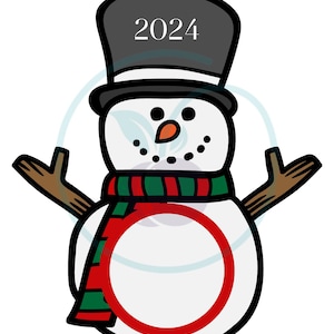 Cute Snowman Picture Gift Ornament Digital with Year, snowman digital, snowman, print, school snowman