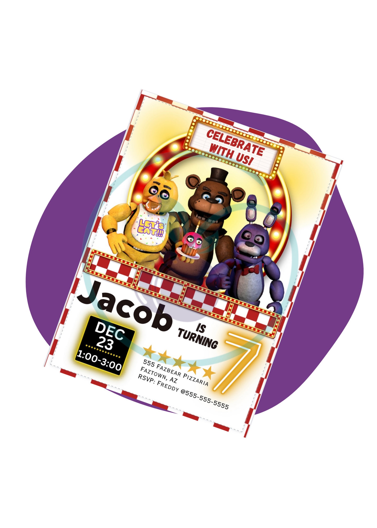 Personalised Five Nights At Freddy's Fnaf Children's Birthday Card