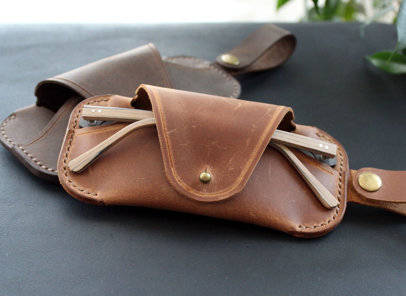 Genuine Leather Glasses Case With Belt Loop Personalized Etsy