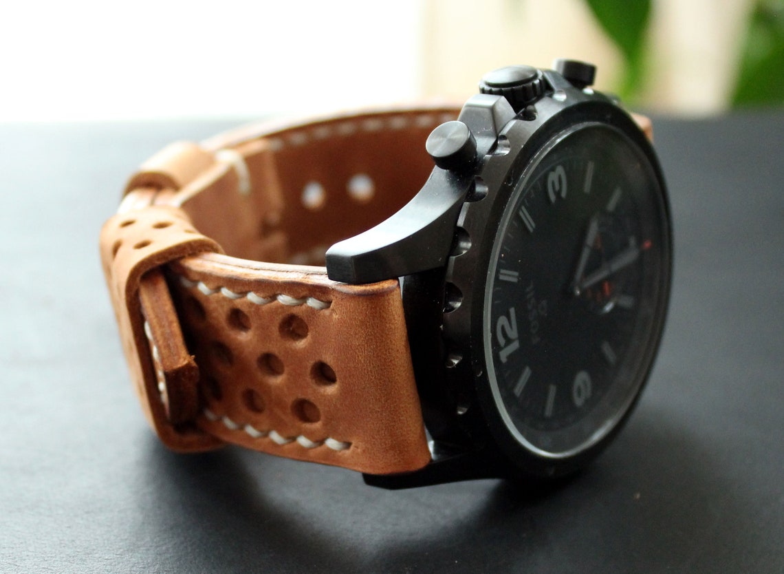 Genuine Leather Watch Strap Brown Men's Leather Watch Etsy
