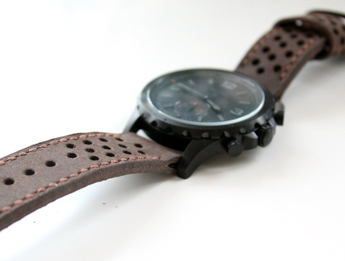 Genuine Leather Watch Strap Brown Men's Leather Watch Etsy