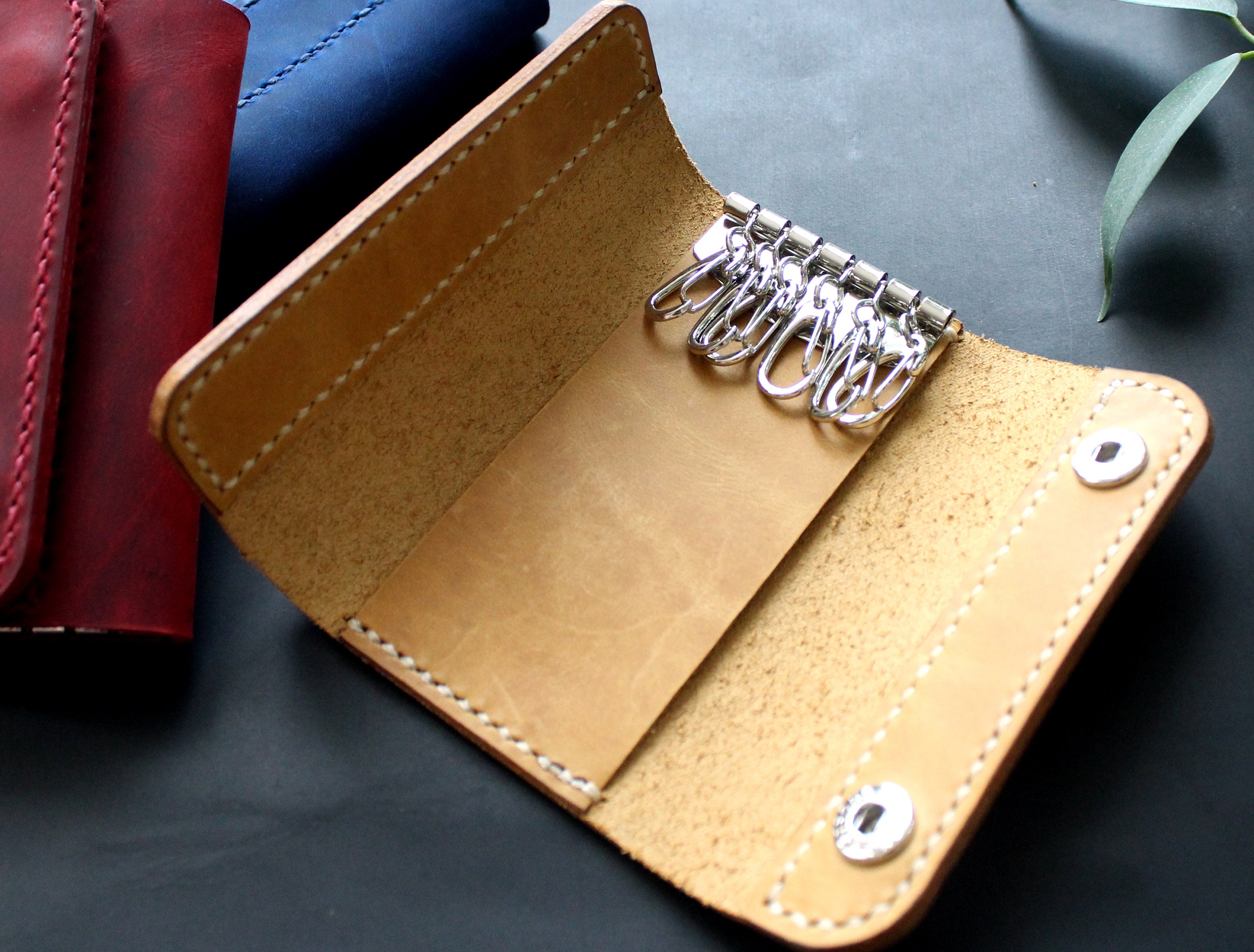 Real Leather key case leather key holder leather key wallet Etsy