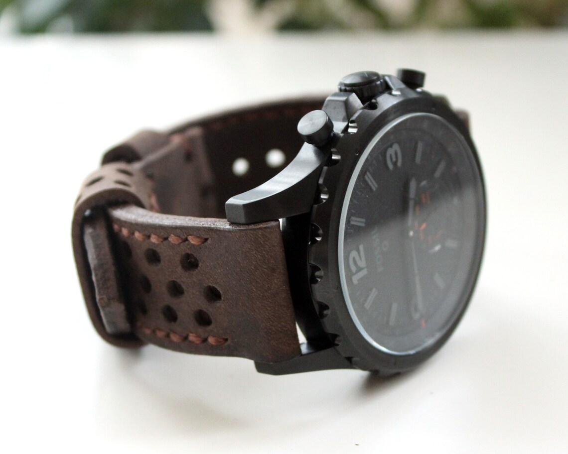 Genuine Leather Watch Strap Brown Men's Leather Watch Etsy