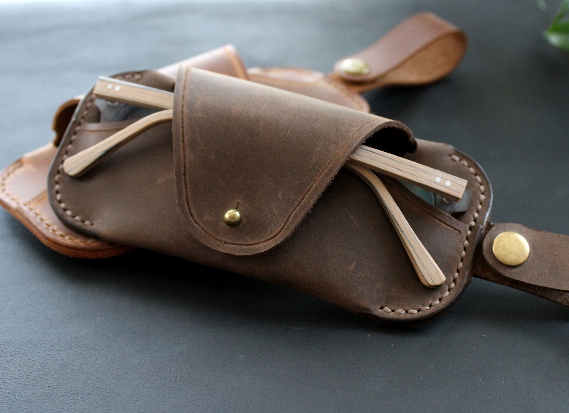 Genuine Leather Glasses Case With Belt Loop Personalized Etsy