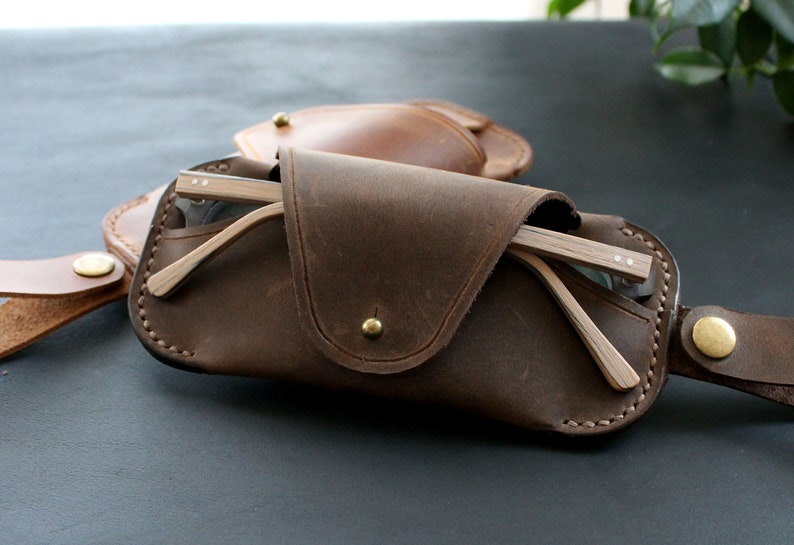 Genuine Leather Glasses Case With Belt Loop Personalized Etsy