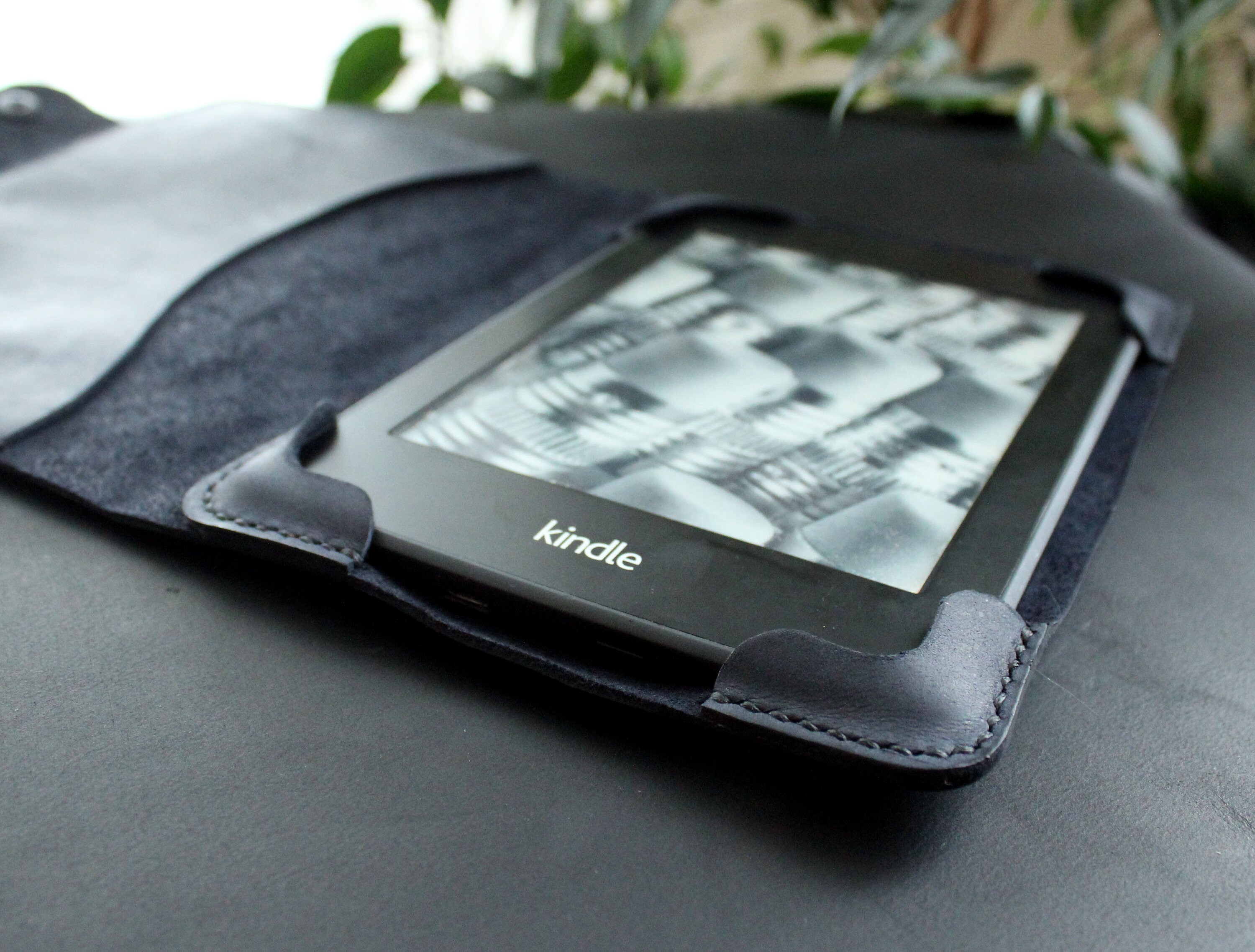 Kindle Paperwhite leather case cover Dark blue Personalized Etsy