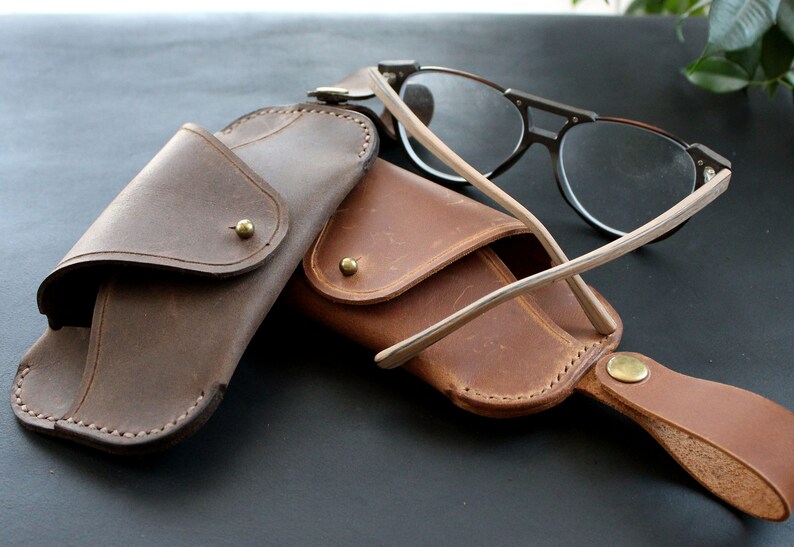 Genuine Leather Glasses Case With Belt Loop Personalized Etsy