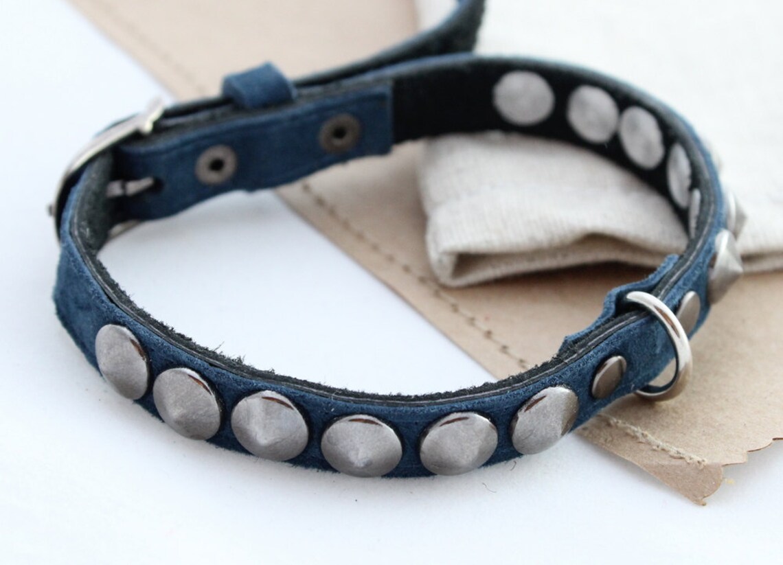 Suede Leather Dog Collar Spikes Dog Collar Cat Puppy Studs and Etsy