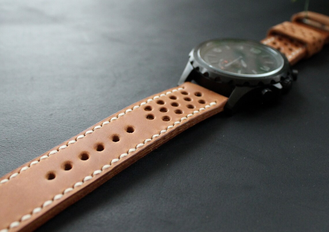 Genuine Leather Watch Strap Brown Men's Leather Watch Etsy