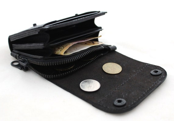 leather wallet small leather wallet Personalized Mens wallet genuine leather clutch card holder coin pocket leather clutch purse Black