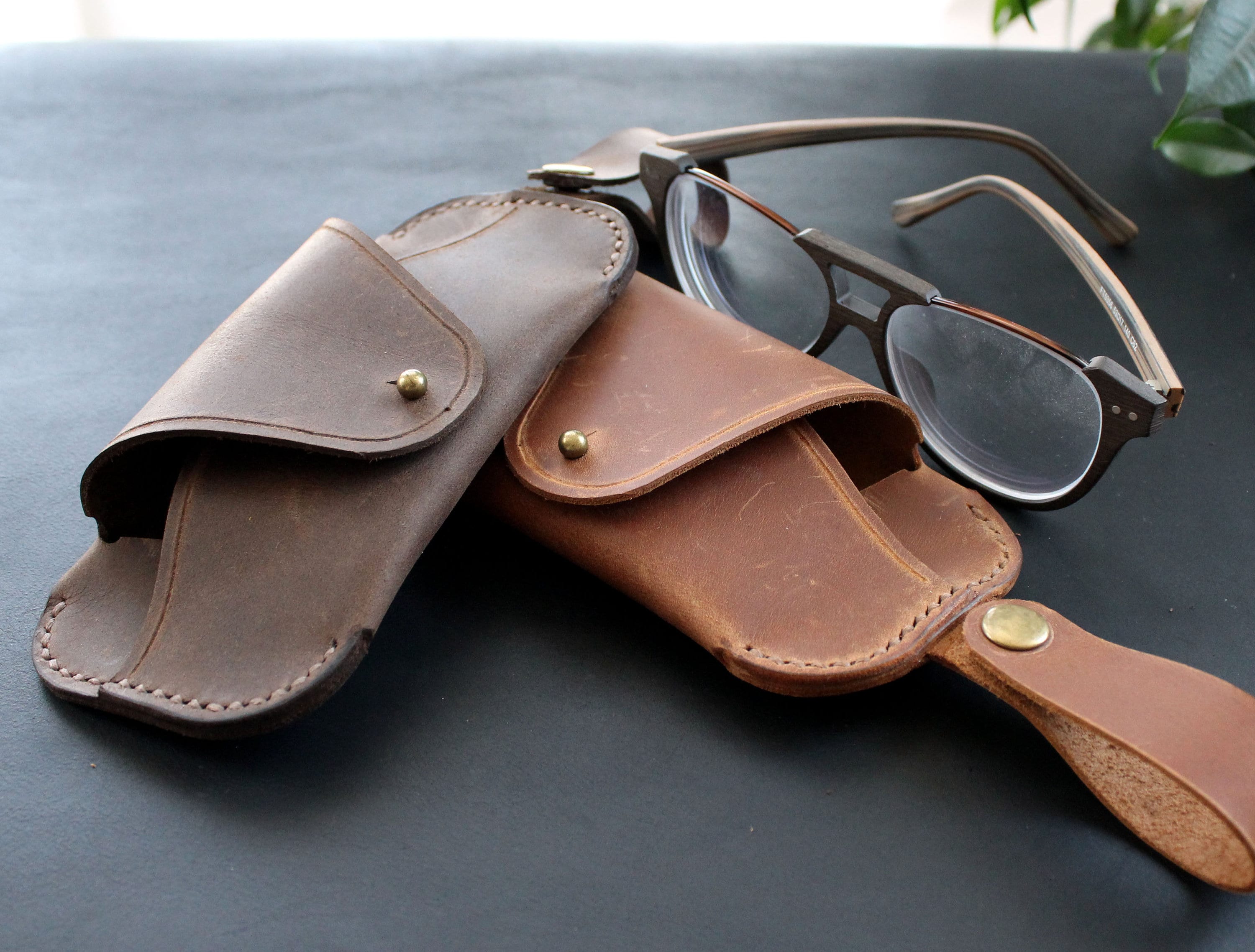 Genuine Leather glasses case with belt loop Personalized Etsy