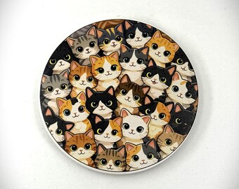 Ceramic cat coaster for cat lovers