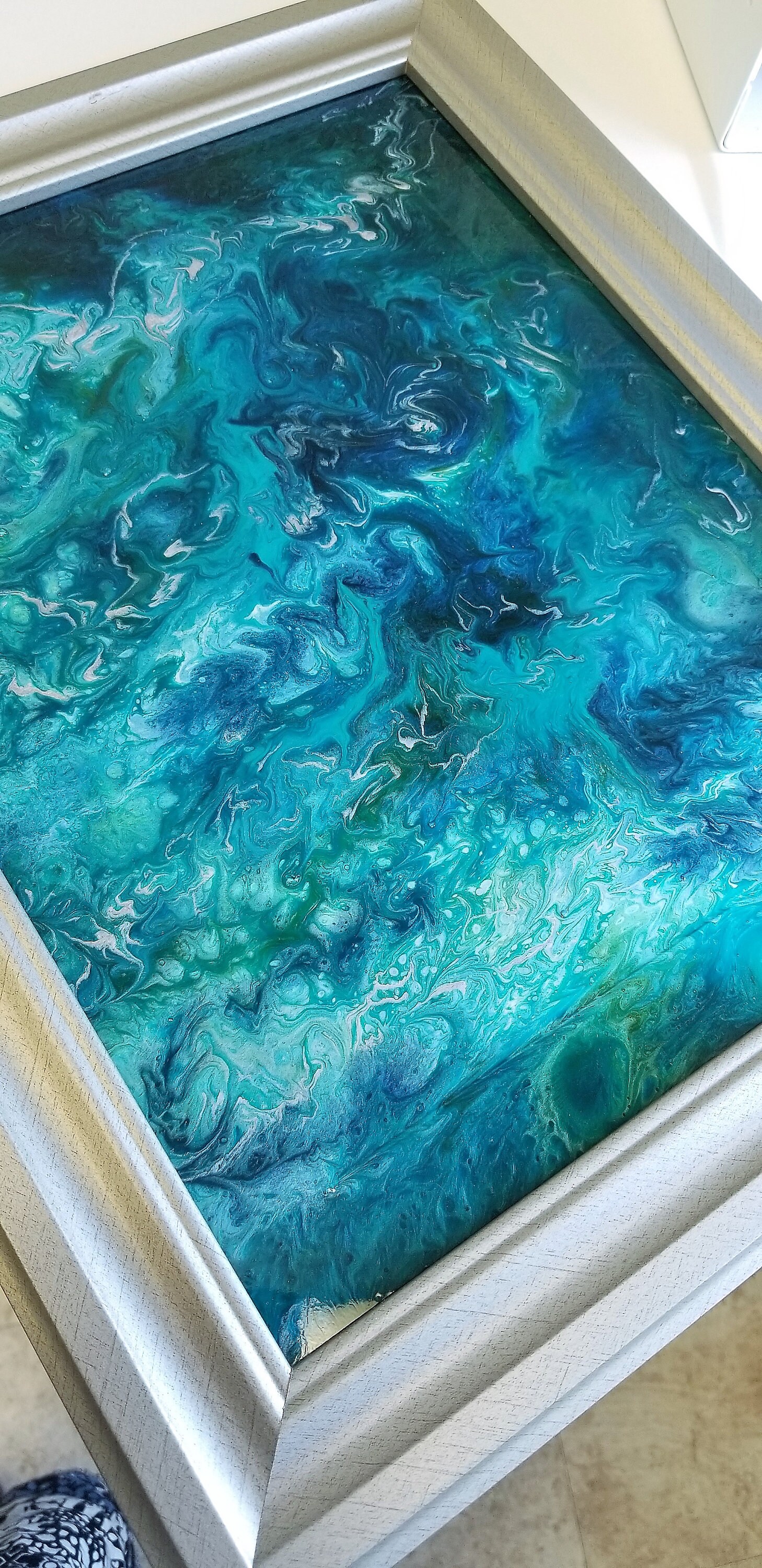 Open Sea Abstract art on Glass Glass Painting Fluid Etsy