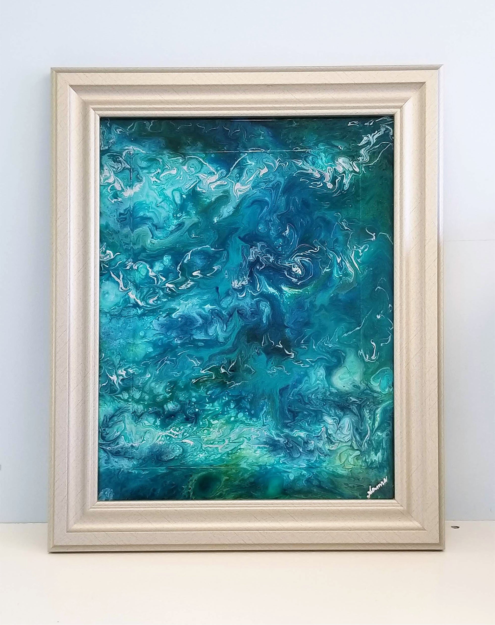 Open Sea Abstract art on Glass Glass Painting Fluid Etsy