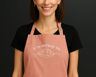 Embroidered Cotton Apron: "In My Sourdough Era"